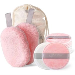 Reusable Oval Round Makeup Remover Pads Microfiber Bamboo Cotton 12 Piec…